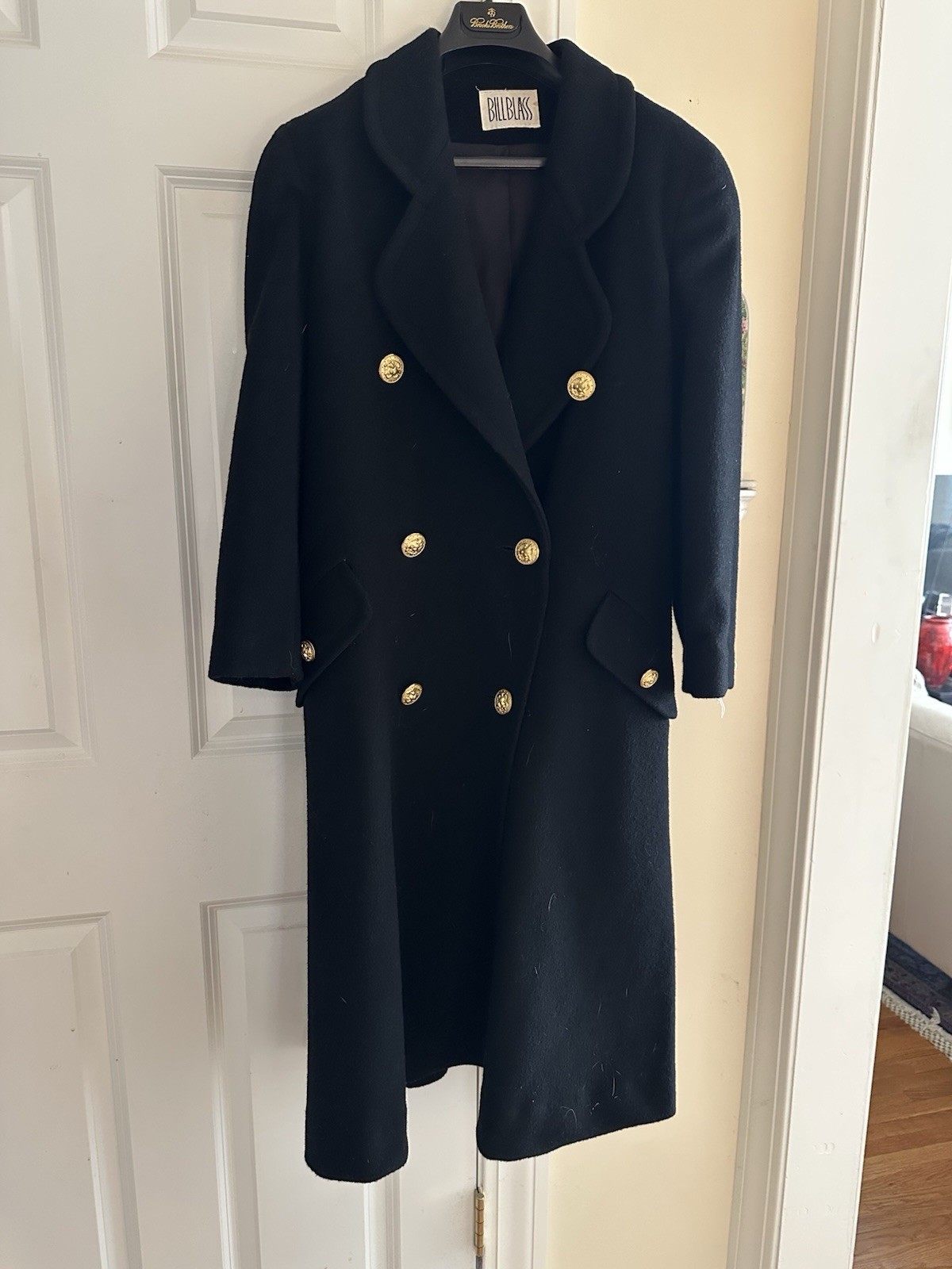 Bill Blass Navy Blue Wool Double Breasted Military Style Size 4 Fine