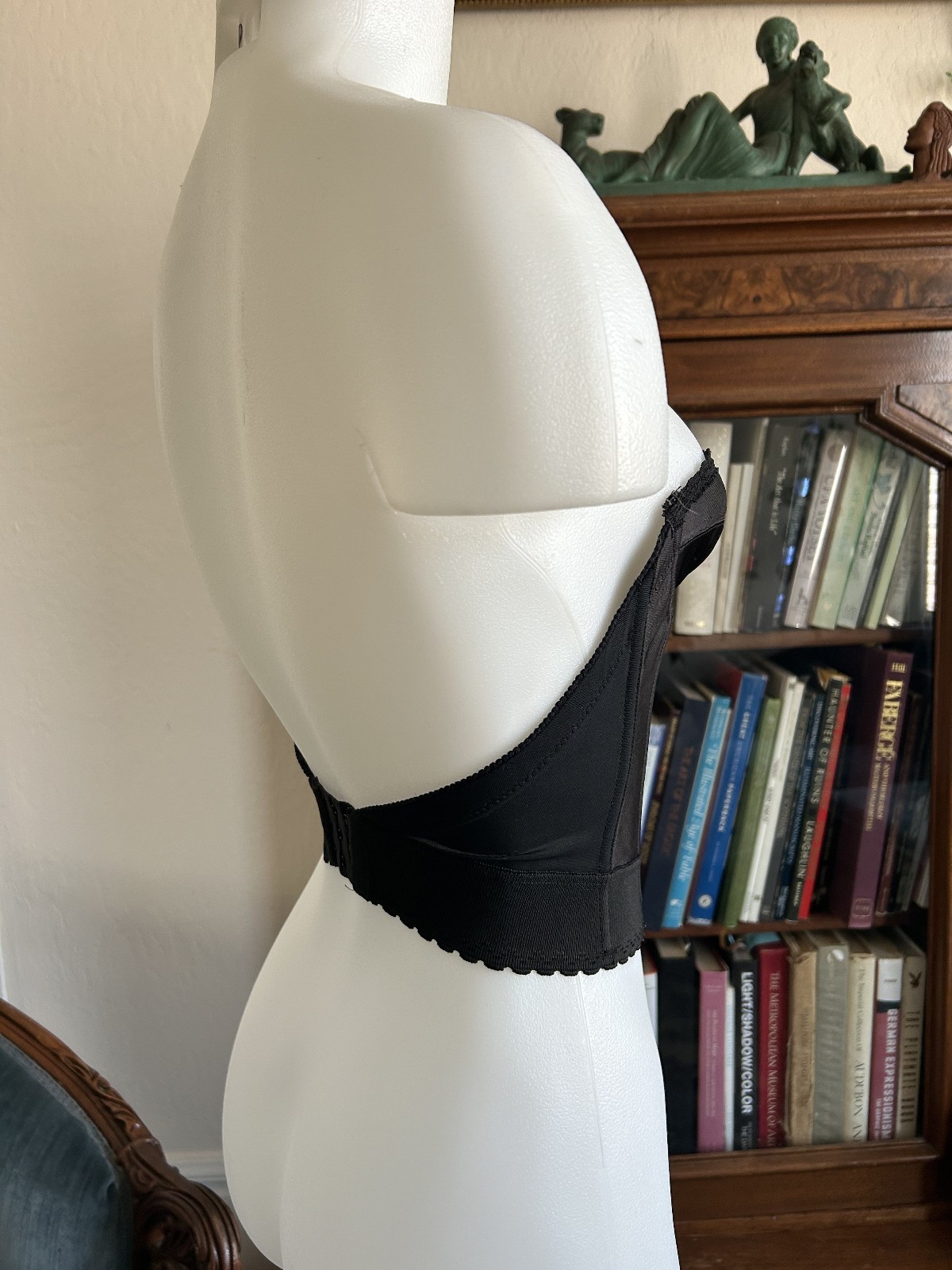 Vintage 1970s Black Strapless Bustier Boned Corset Top Pinup Lingerie 32A XS/S