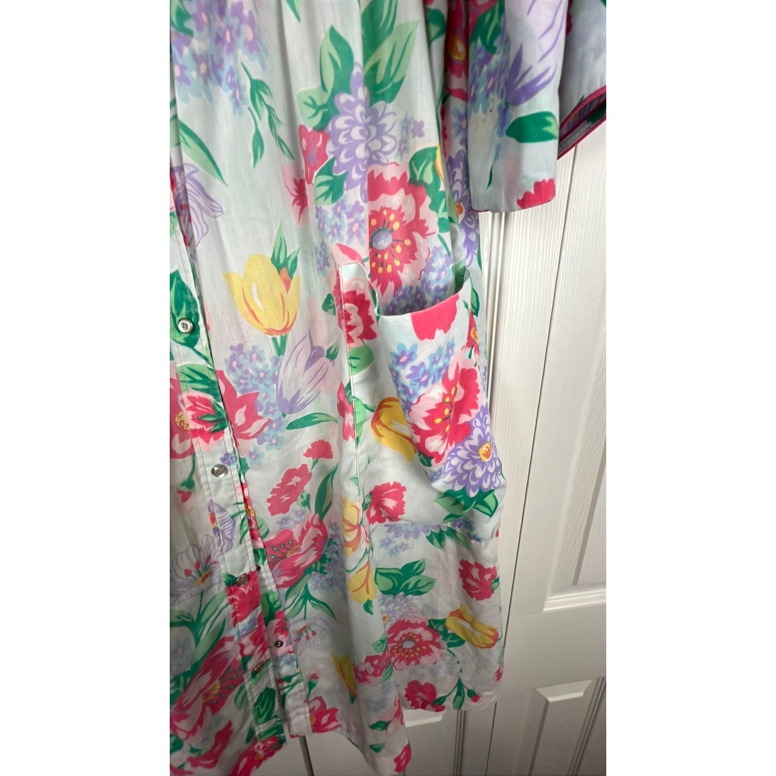 Models Coat Floral House Coat Duster Cottagecore Grandmacore Pink Cotton Blend M
