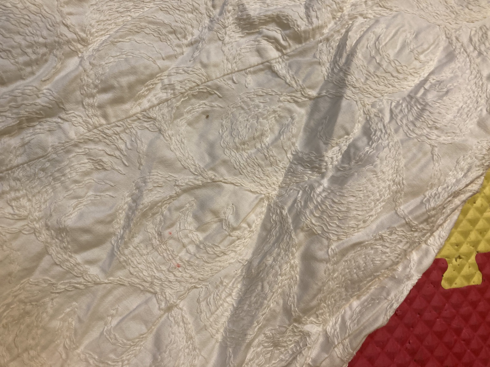 Vintage Jerry Gilden 1950s White Embroidered Linen Spectator Swing Dress USA