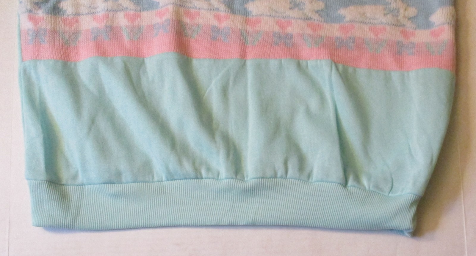Center Aisle Plus Bunny Rabbit Sweater 44/24W Vintage 1980&rsquo;s Women&rsquo;s Blue Pink