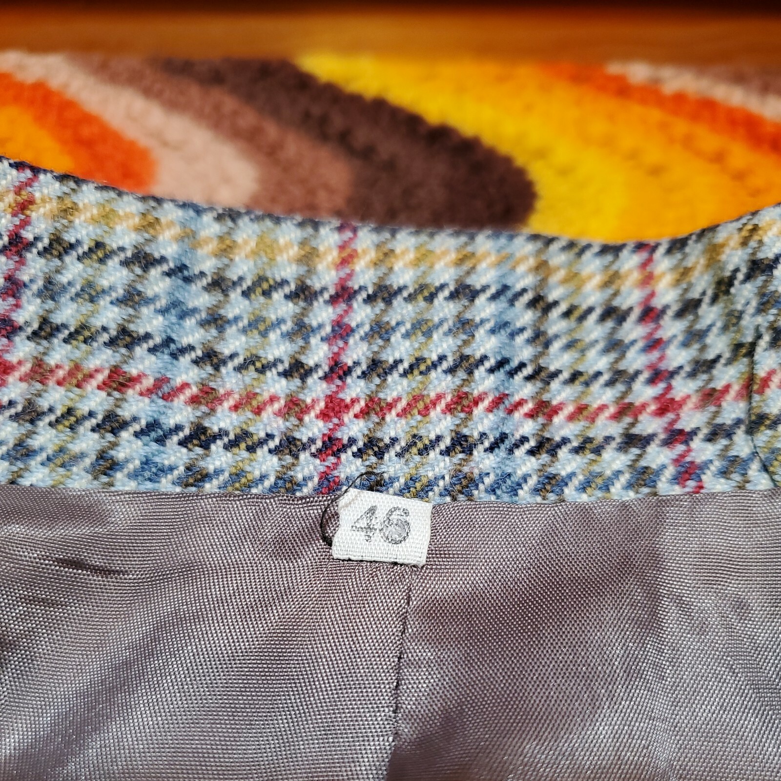 Vintage Rainbow Houndstooth Blaze Womens Size 46 Wool Made In Italy