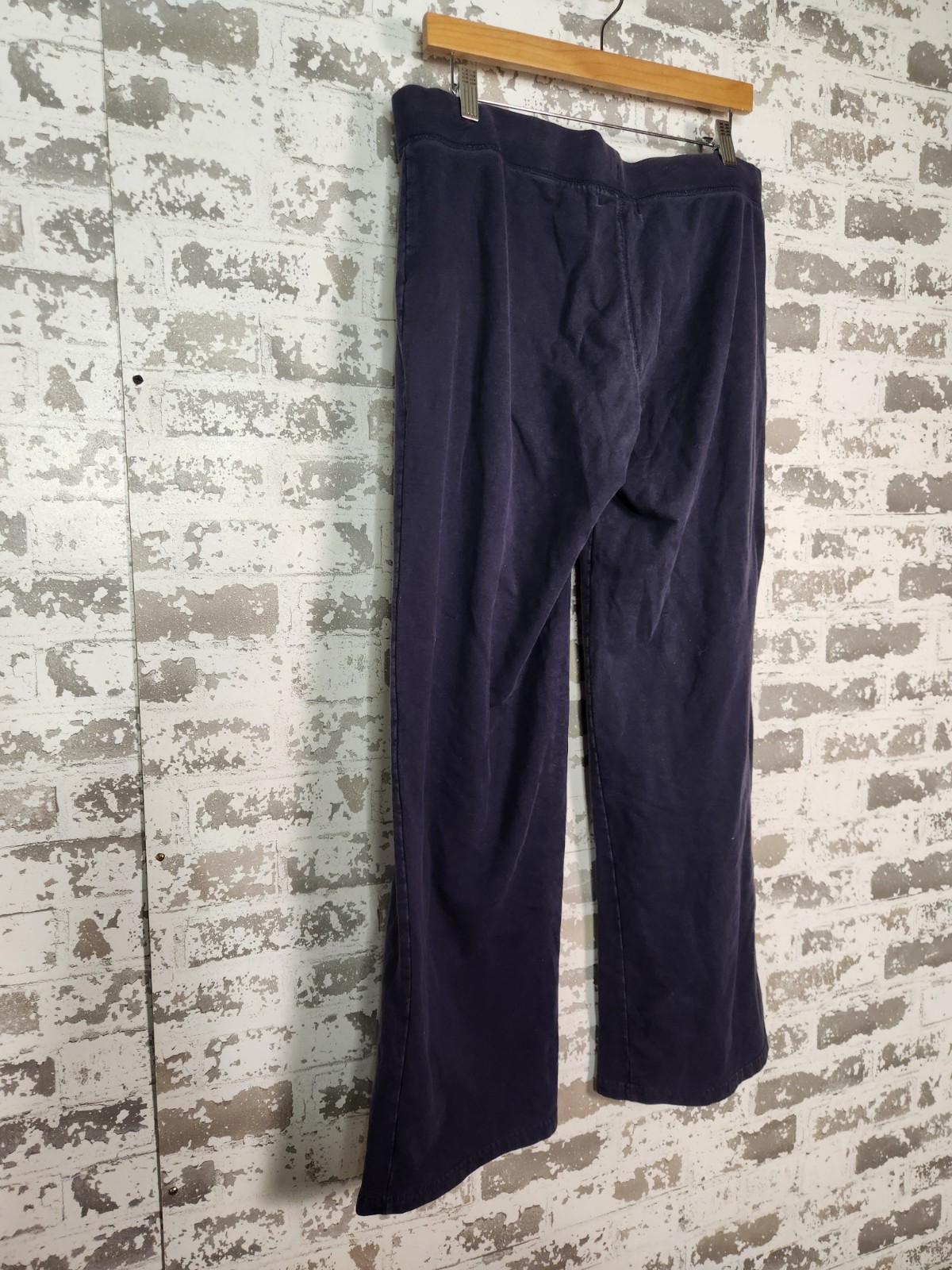 Vintage Polo Jeans Co Navy Blue Wide Leg Sweatpants with Varsity Crest Emblem