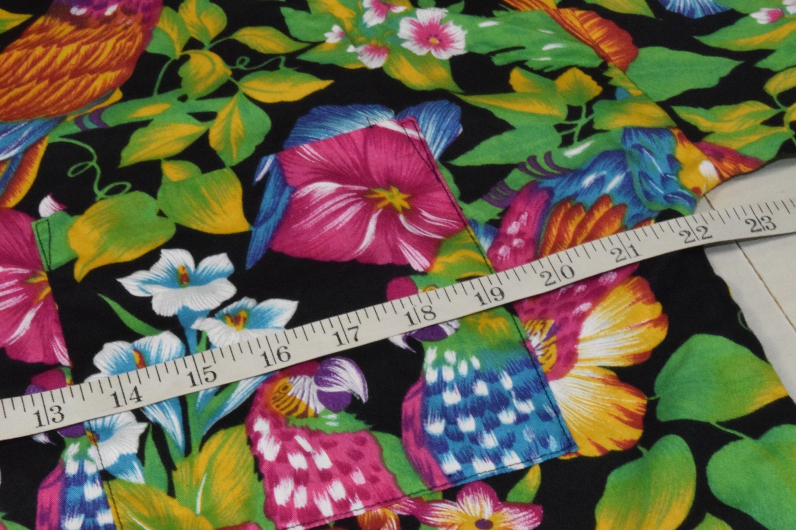 Vintage Shirt California Connection Size L 80s Tropical Parrots Wide Shoulder