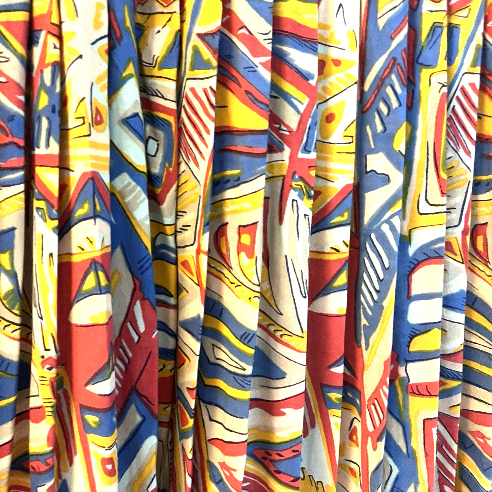 Vintage Adini Abstract Geometric Rayon Midi Dress Made India L Colorful 90s