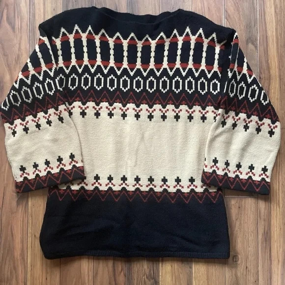 It’s Pure Gould Vintage Scandi-Inspired Geometric Knit Sweater USA 80s 90s M/L