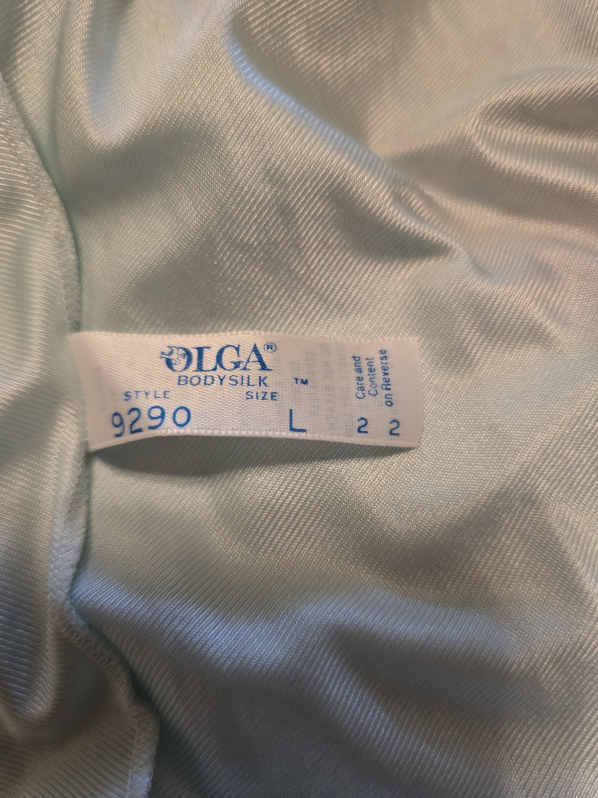 VTG 1970s OLGA #9290 BODYSILK FULL SWEEP AQUA NYLON NIGHTGOWN SEXY GRANDMACORE