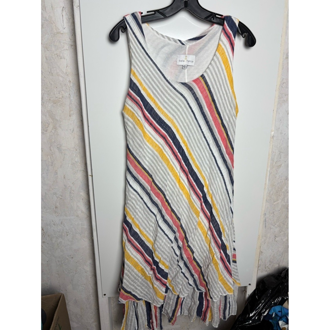 Belle France cotton blend gauze striped dress sz XL