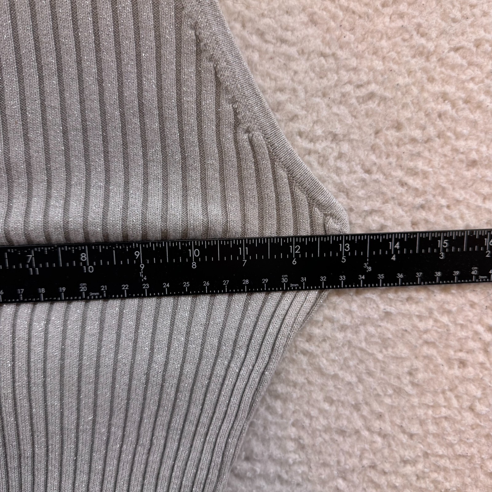 Y2K Vintage Express Backless Turtleneck Top Small Grey Silver Glittery Sparkly