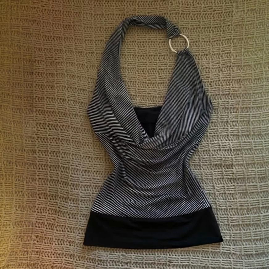 Vintage striped halter-neck camisole