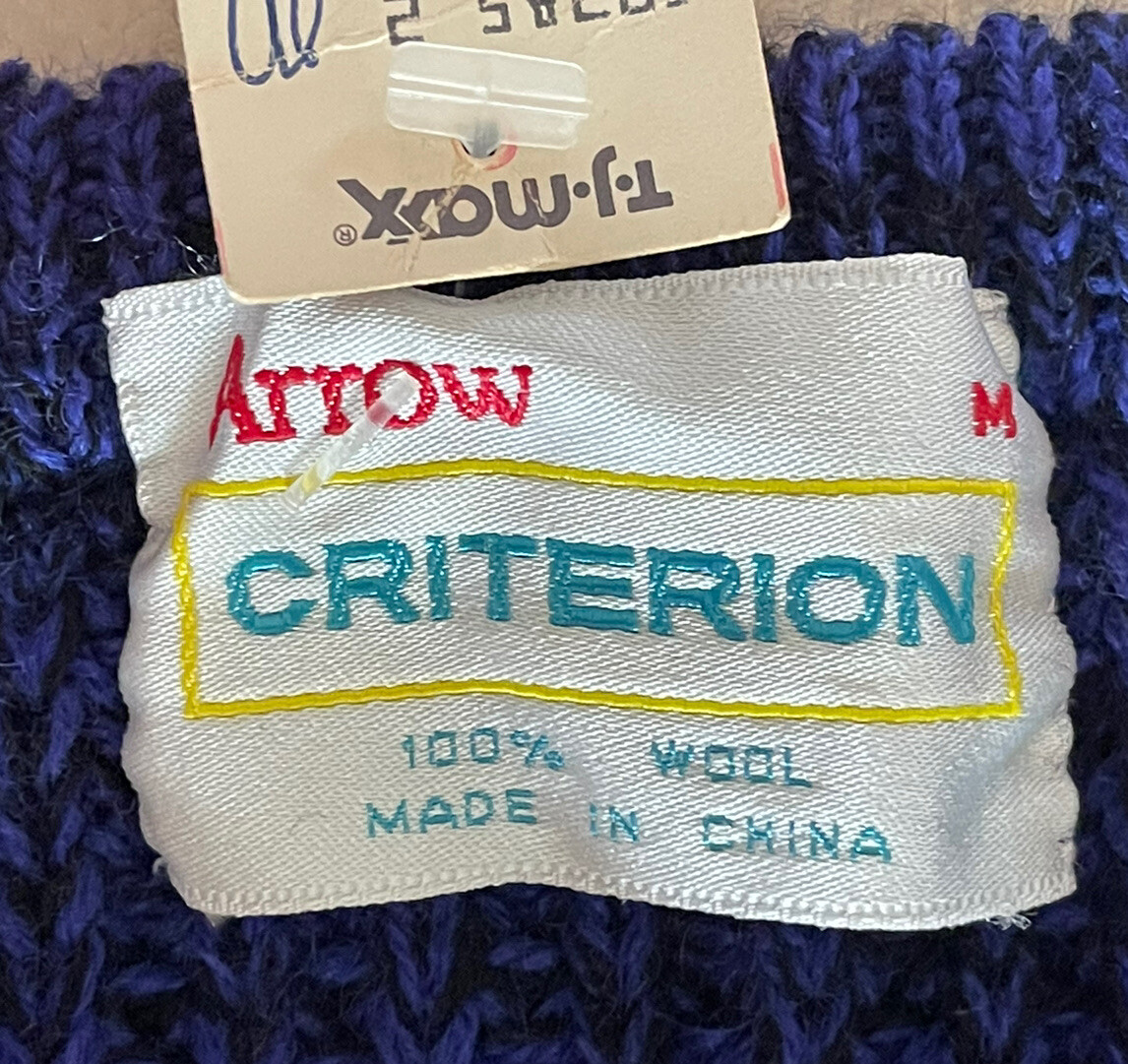 Vintage Arrow Criterion 100% Wool Sweater Crew Neck Multicolored Women’s M NWT