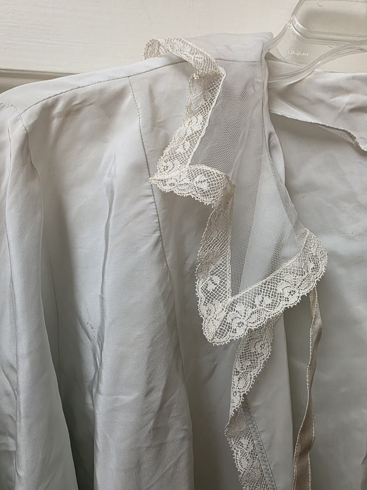 1950s NEW Artemis Bed Jacket Blue Ice, Scalloped Edges & lace trim M/L Rare!