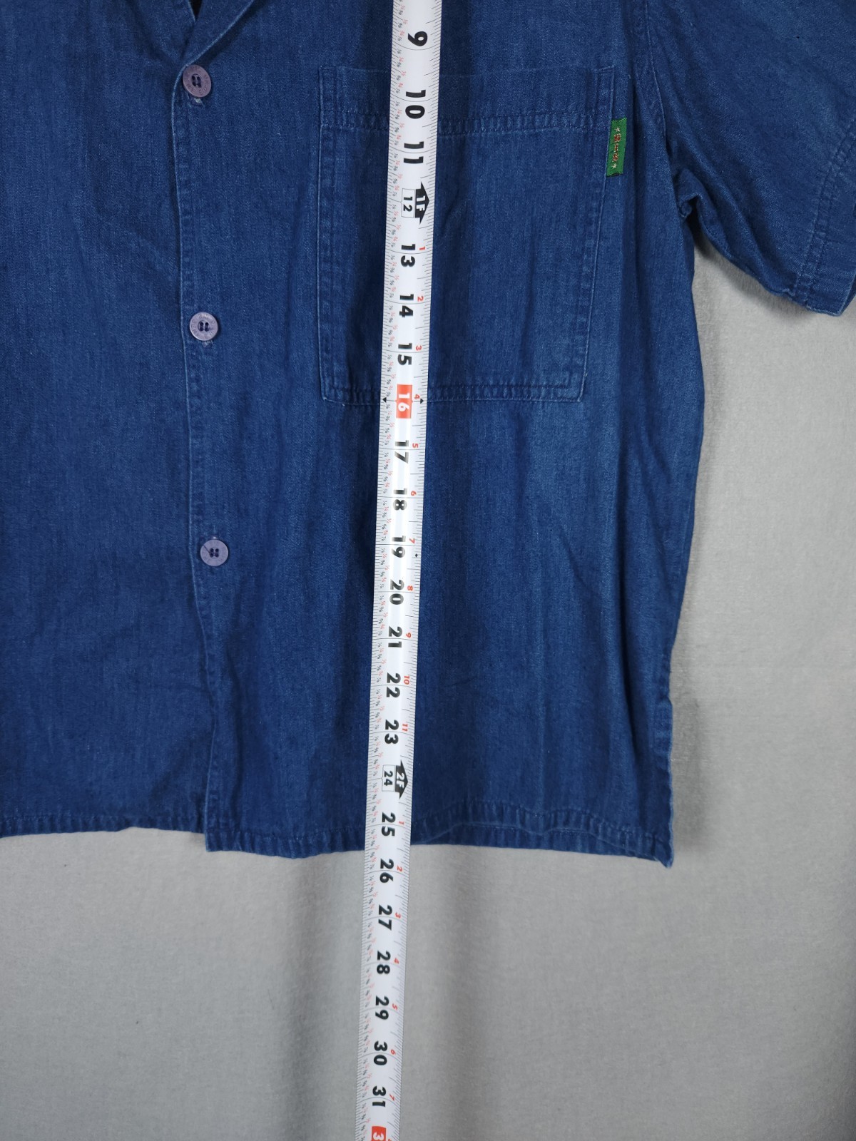 VTG Gene Ewing Bis Wrinkled Rich Dark Denim Solid Button Down M Pocket