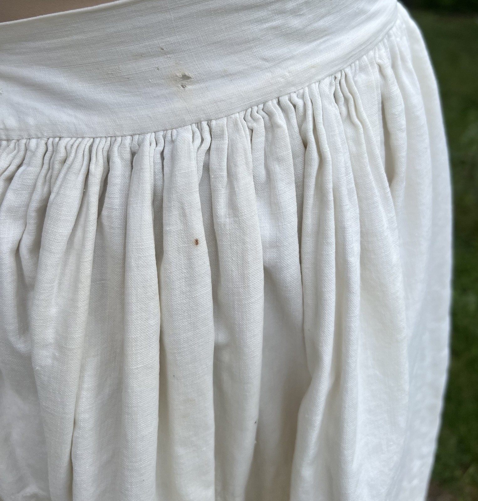 ANTIQUE EDWARDIAN WHITE COTTON QUILTED PETTICOAT W/ CROCHETED HEM