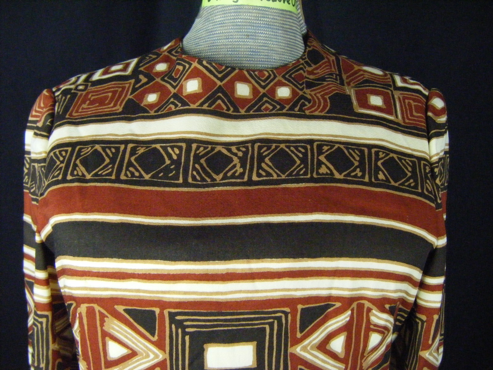 ADELE SIMPSON Vtg 60s Designer Brown Mod Printed Sheath Dress- Bust 36/XS