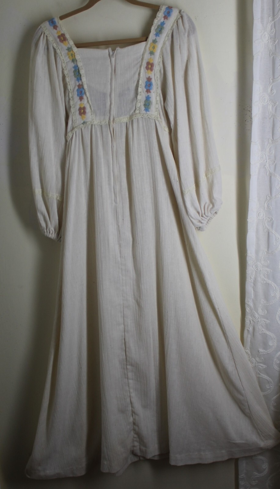 1970s Rags Kessandra San Francisco Boho Hippie Gauze Maxi Dress XS 0 2 4
