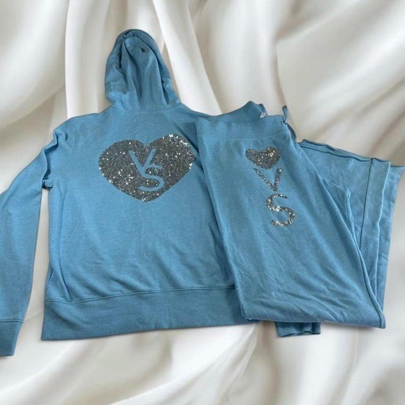Victoria&rsquo;s Secret blue silver rhinestone graphic tracksuit set y2k vintage