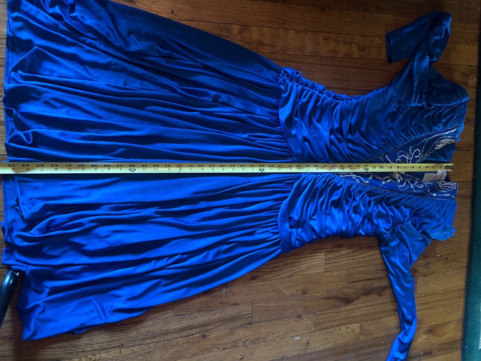 Vintage Dynasty 80s Beaded Sequin Royal Blue Evening Cocktail Dress Size 17/18