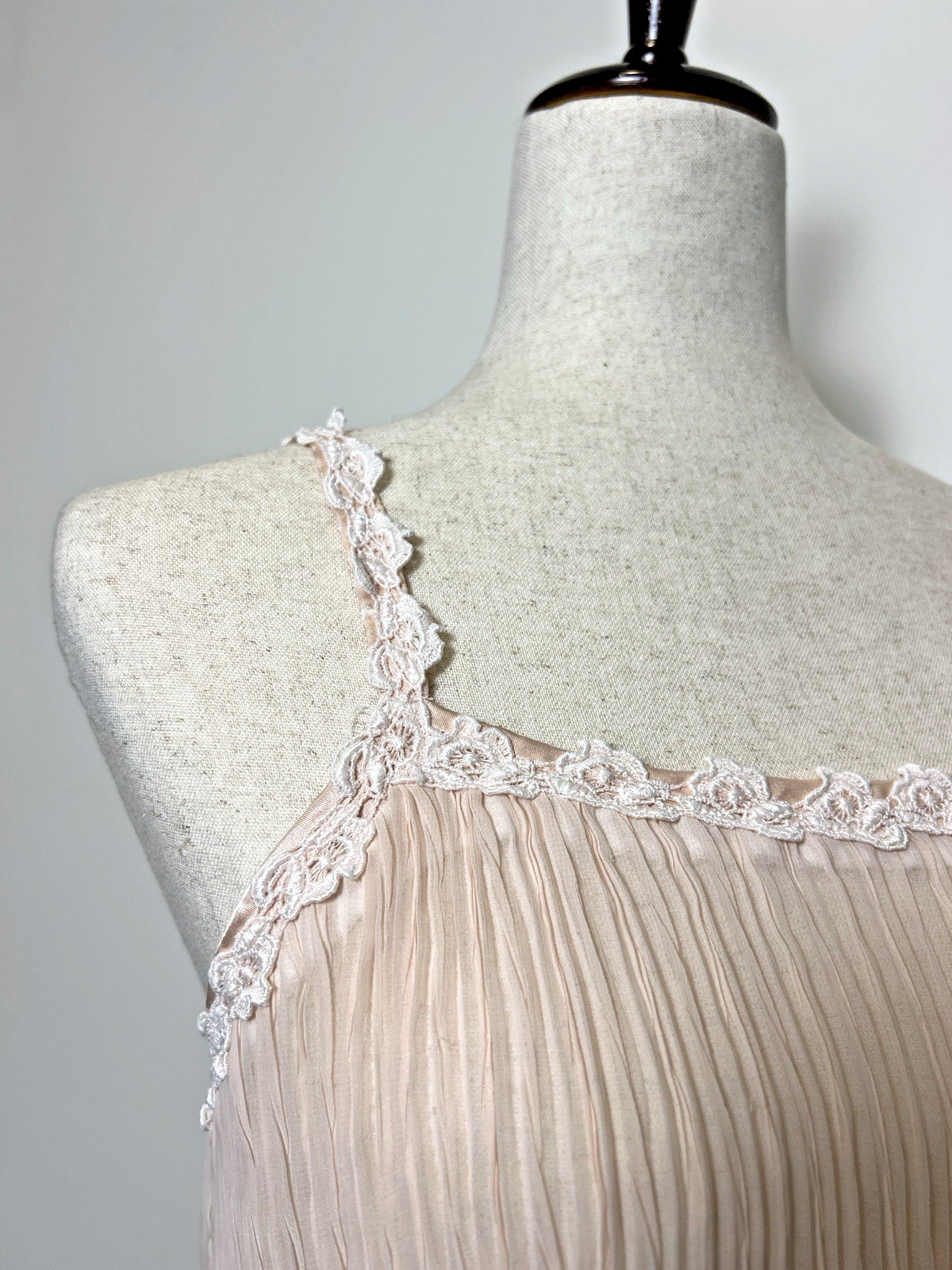 Vintage Embry Light Peach Pleated Sheer Babydoll Nightgown Women&rsquo;s S