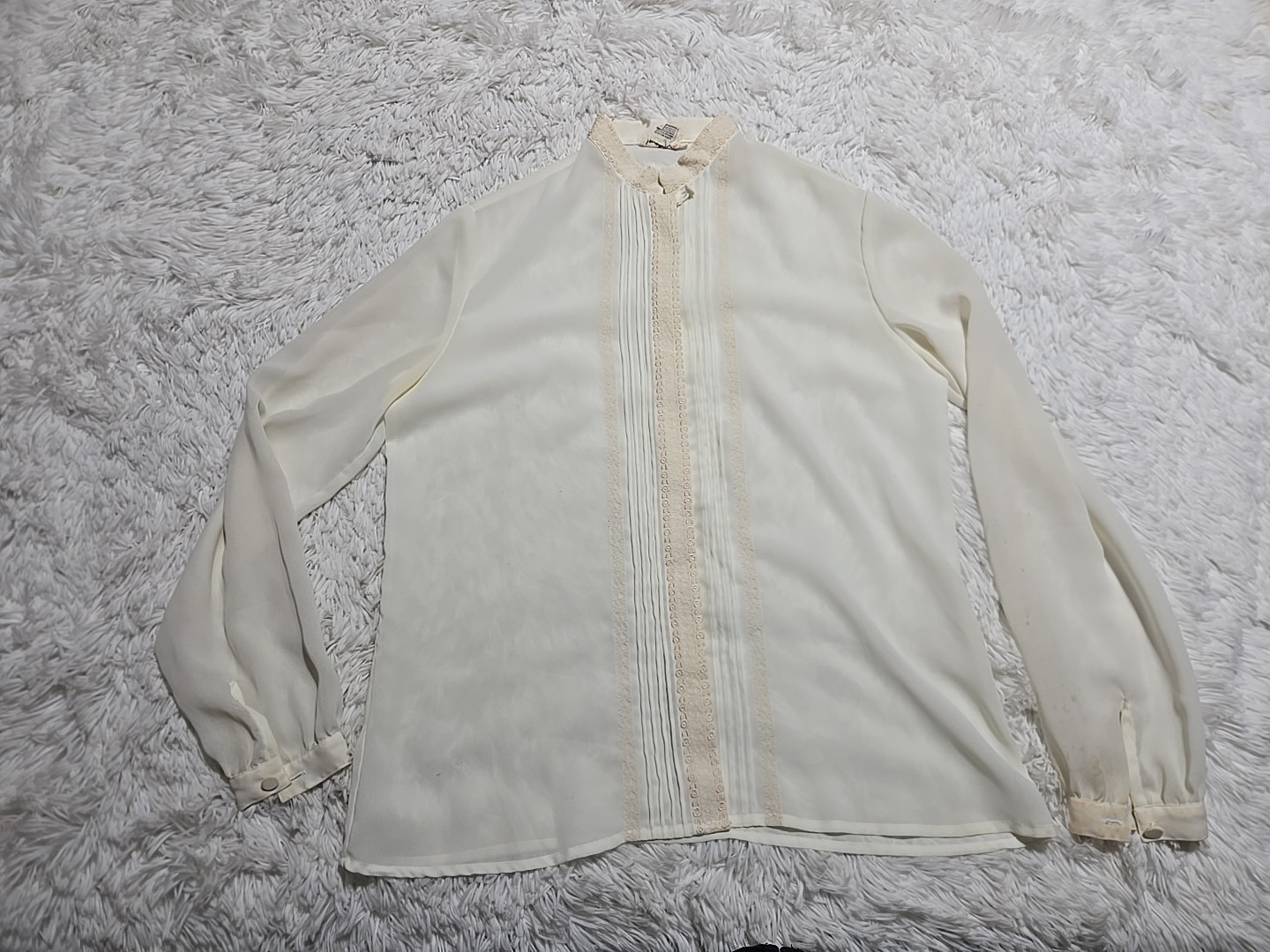 VTG 80&rsquo;s Lloyd William Victorian Boho Secretary Button Down Shirt 8 Flaws* Sheer
