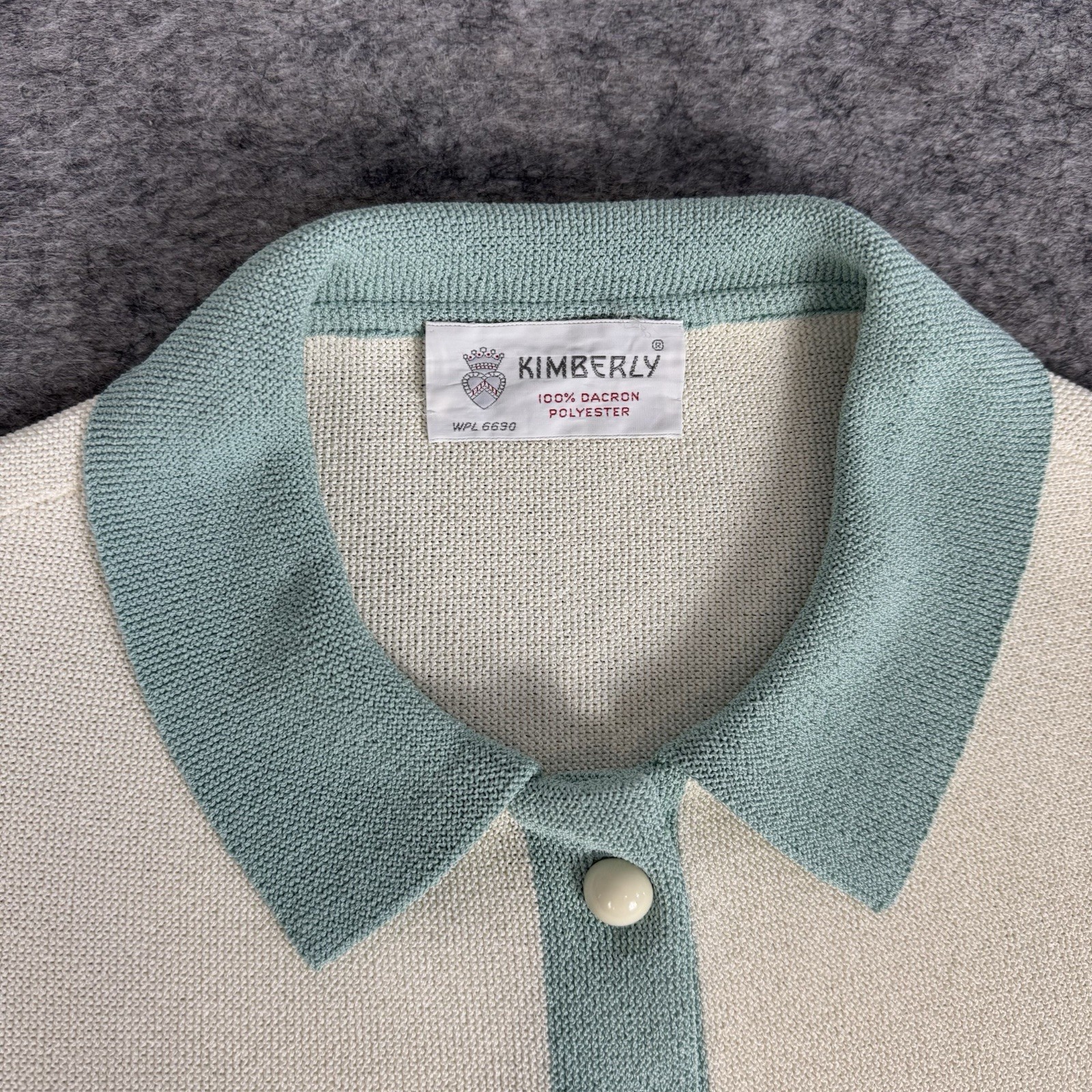Vintage 70s Kimberly Knit Polo Women’s Size 20 Rockabilly Mod Disco Sweater Golf