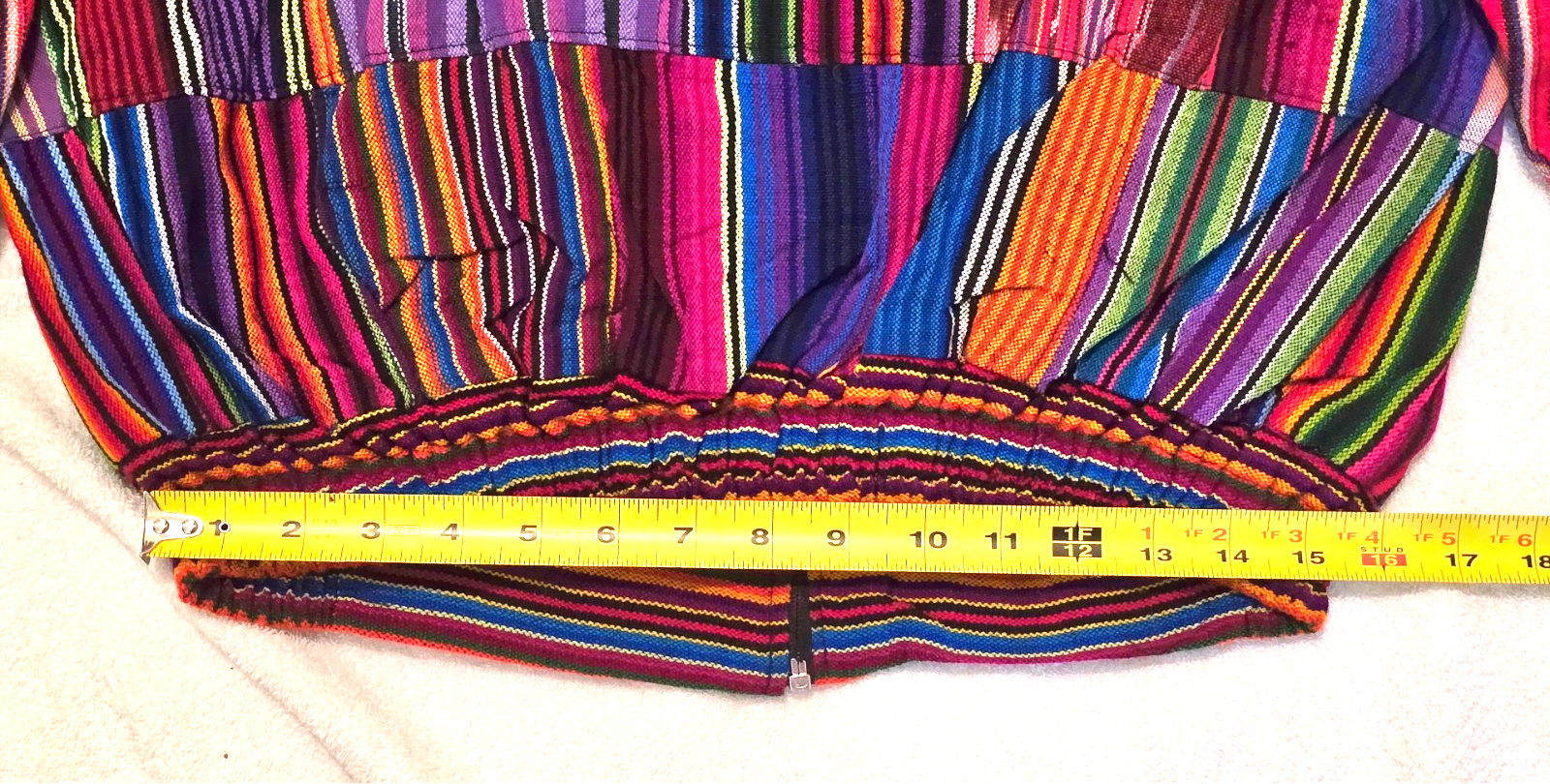 Huipil Strip Guatemala Hippie Patchwork Festival Woven Zip Bomber Jacket VTG 90s