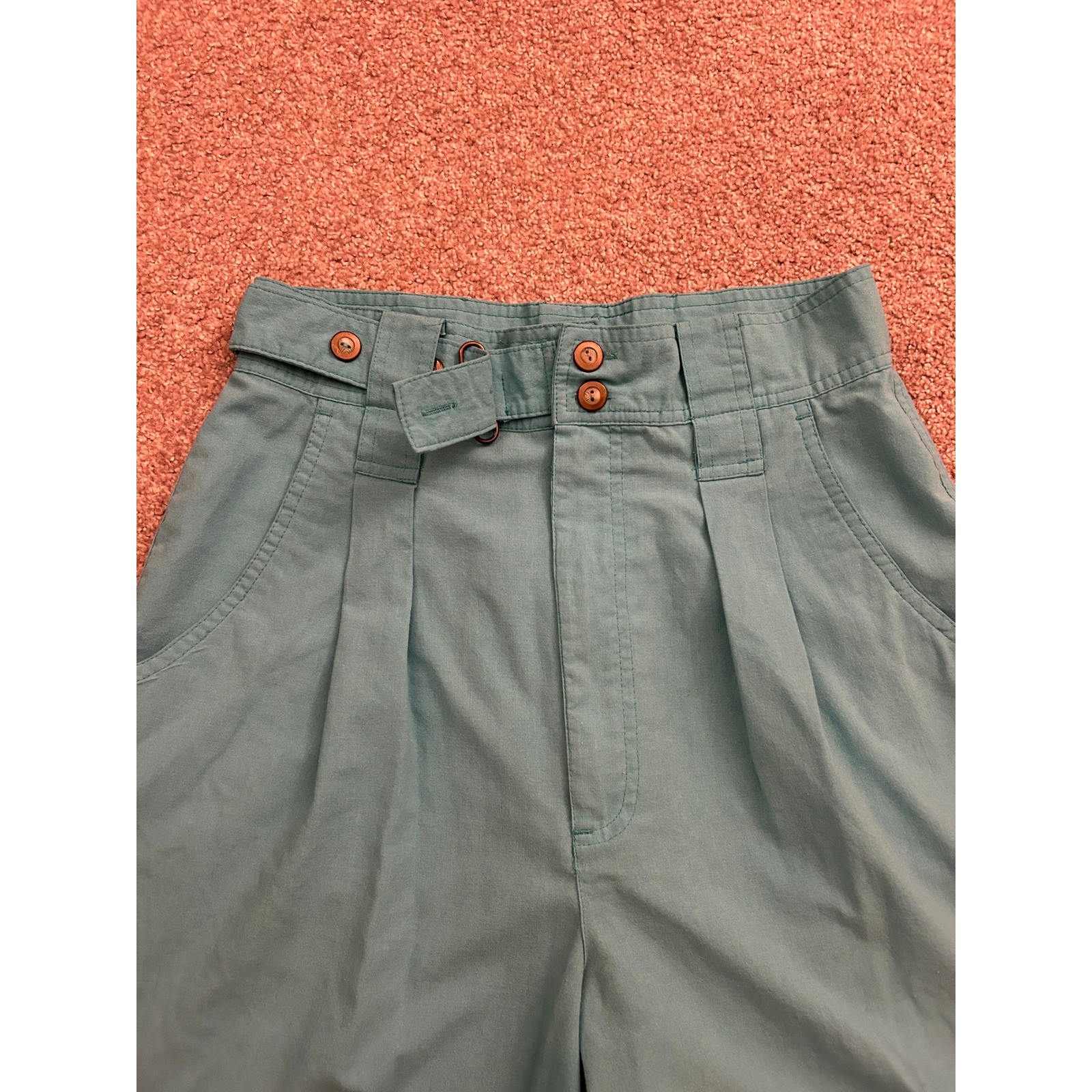 Outback Red Pleated Shorts Womens 10 Teal Excellent Vintage High Waist Cotton