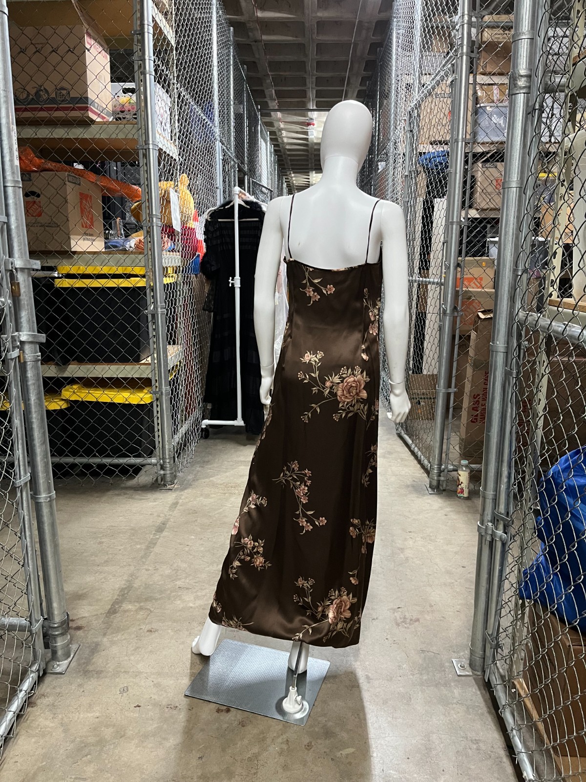 Vintage 1990&rsquo;s Chocolate Brown Floral Print Silk Slip Dress by Emanuel Ungaro