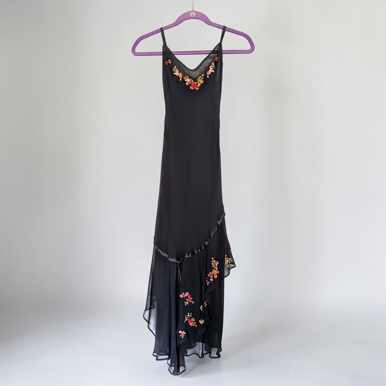 Betsey Johnson VTG 90s mesh overlay floral embroidery fairy goth mermaid dress 2