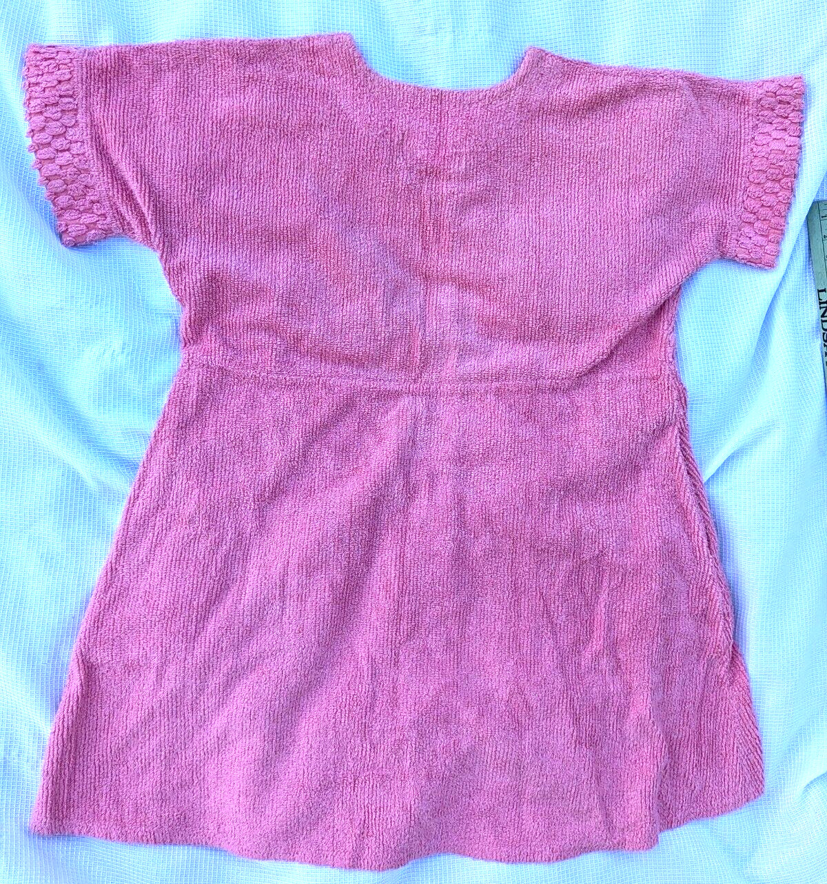 Vtg STAN HERMAN Bubble Gum Pink Chenille Robe Button Front Short Sleeve XXL/OS