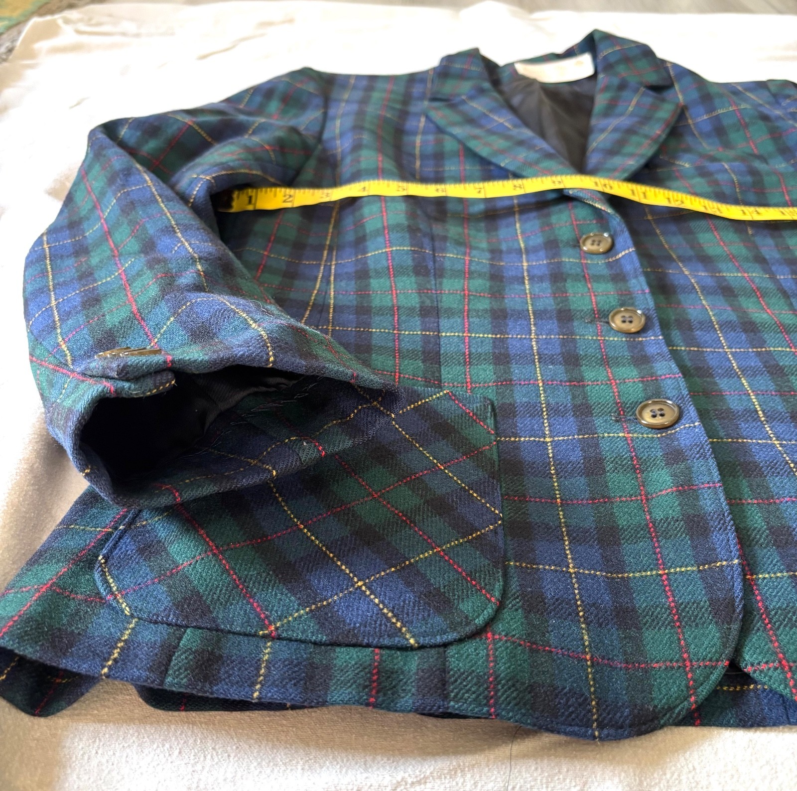 VTG Pendleton 100% Wool Blue-Green Tartan MiUSA Women&rsquo;s Blazer/Suit Jacket HOLES