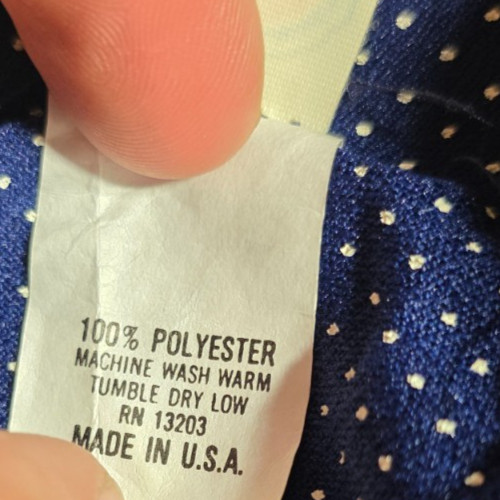 vtg union made ILGWU dress button polka dot top with tie neck USA size 20 1/2