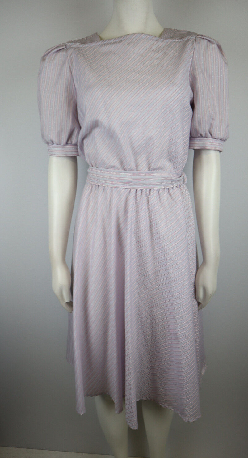 BYER TOO! Vintage 80s 90s Womens Dress Size 7 Blue Red Striped Belted