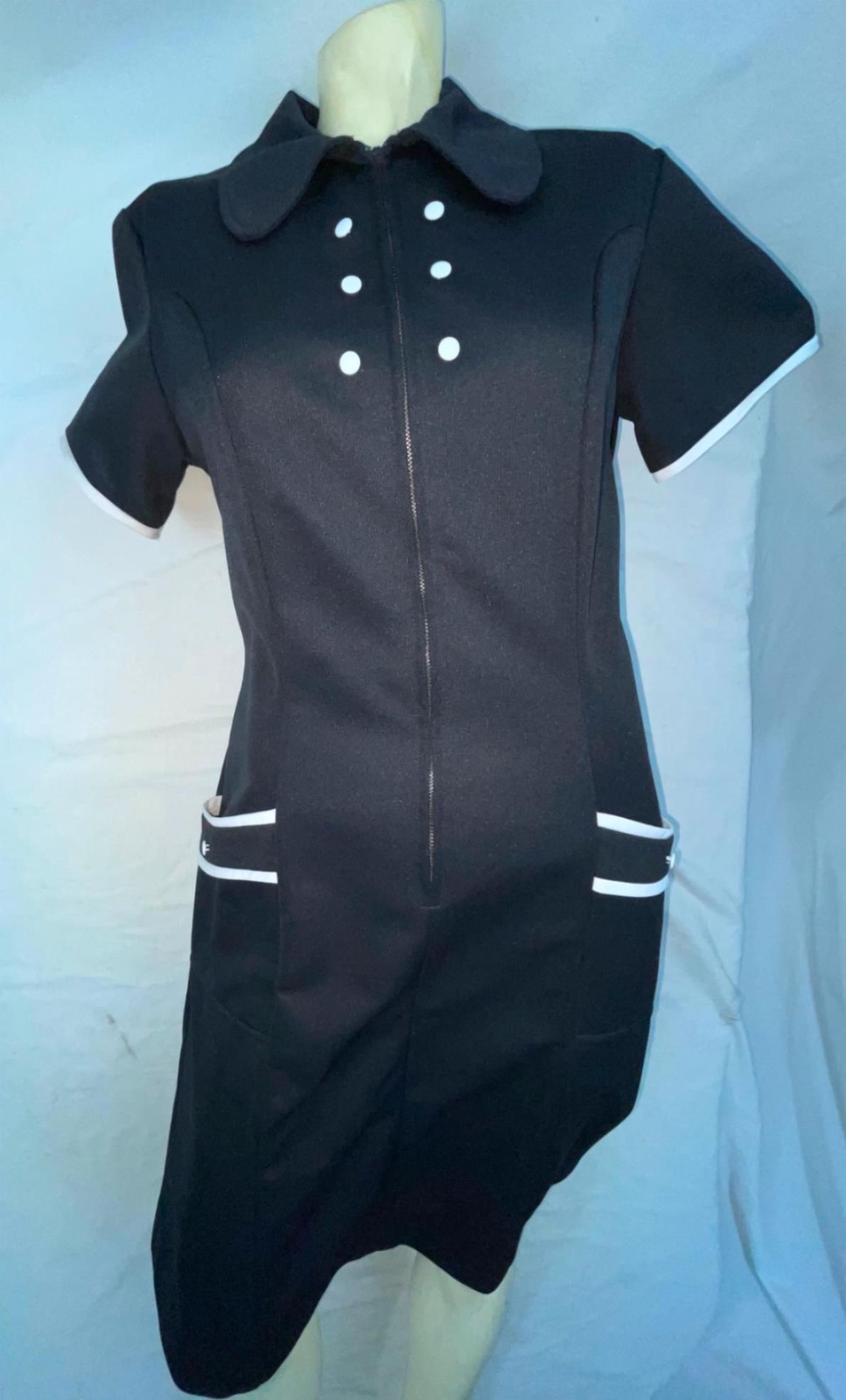 VTG 70S WOMENS S/M POLYESTER WAITRESS MAID DISCO RETRO GOGO UNIFORM DRESS