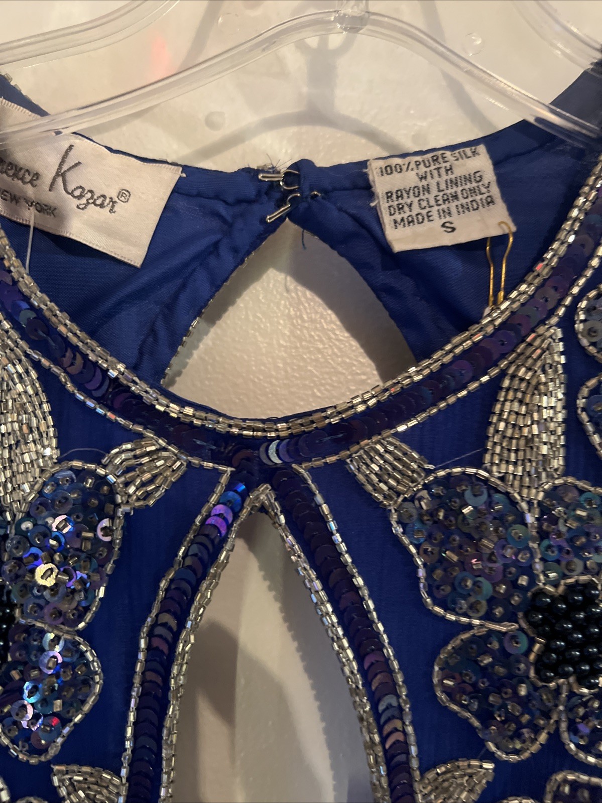 Fully Beaded Laurence Kazar Blue Evening Dress