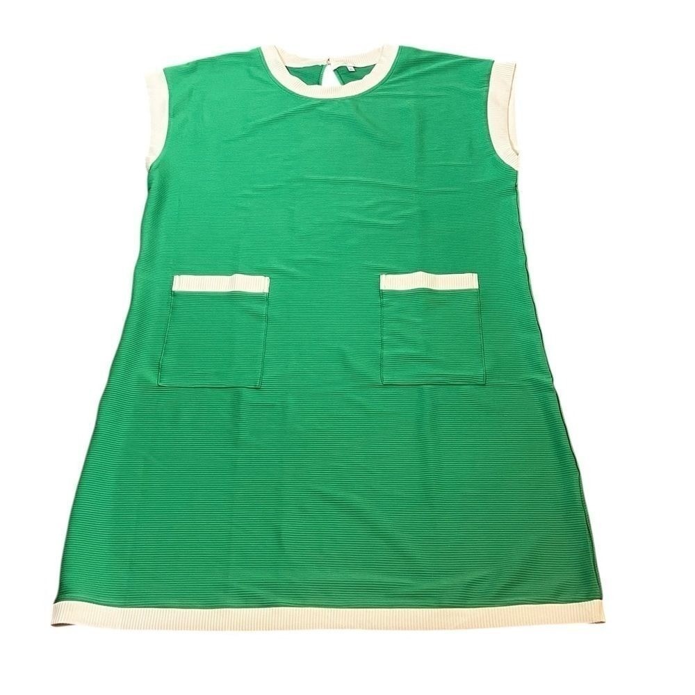 Green Mod Style Sleeveless Dress with Pockets, Size XL, NWOT