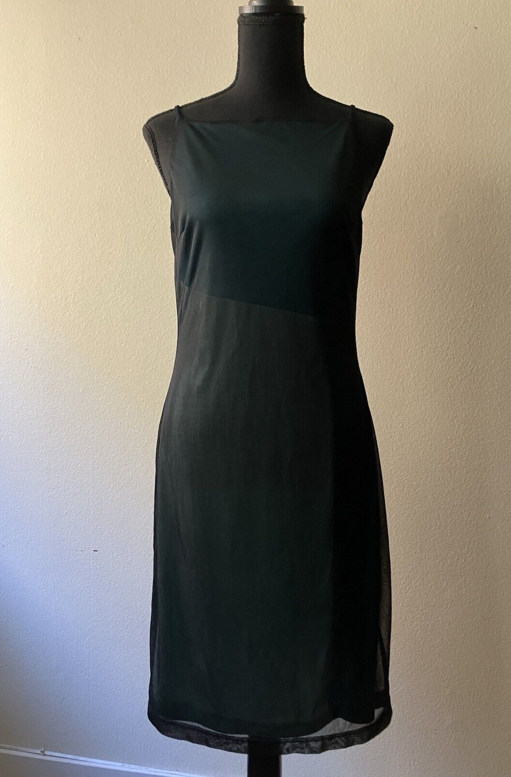 Vintage &rsquo;90s Express Color Block Shift Dress w/ Black Mesh Overlay Grunge XS/S