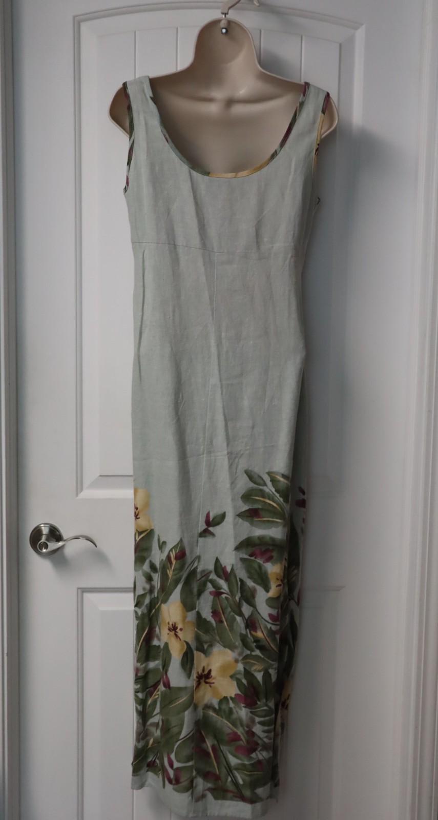Vintage 1990s California Concepts light green floral linen blend maxi dress 9