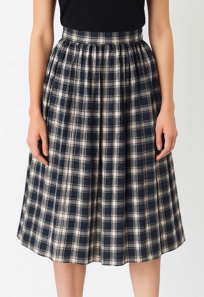 Vintage Lloyd New York Pleated Skirt Women&rsquo;s Size 10 Green Blue Tartan Plaid