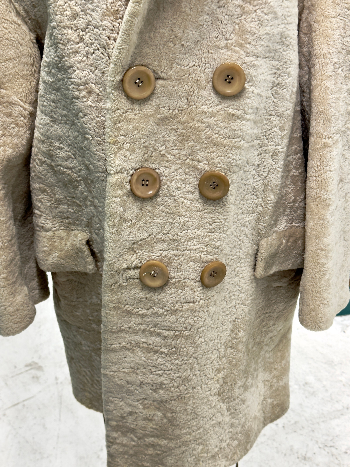 1960s Heavy Cream Wool Double Breasted Coat By Carlin&rsquo;s Fine Furs New York Large