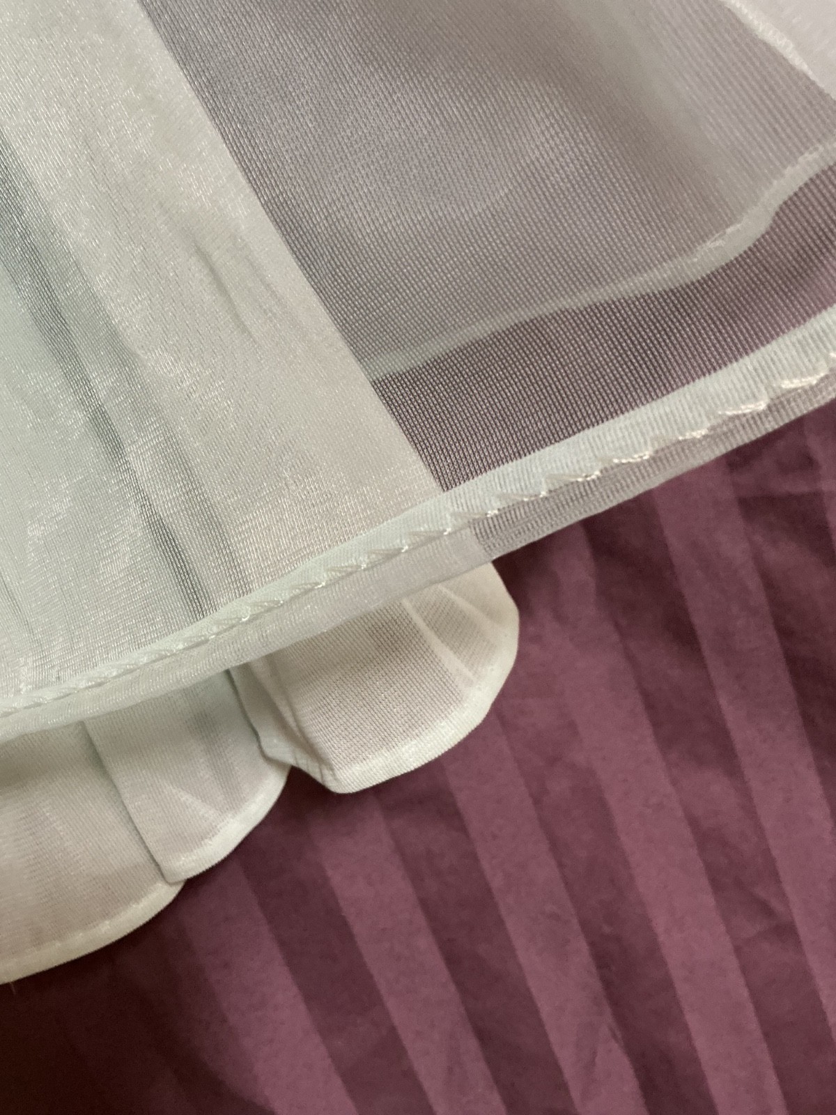 VINTAGE 2 LAYER NYLON SEMI SHHEER NEGLIGEE LACE TRIM SZ. L PALE TEAL