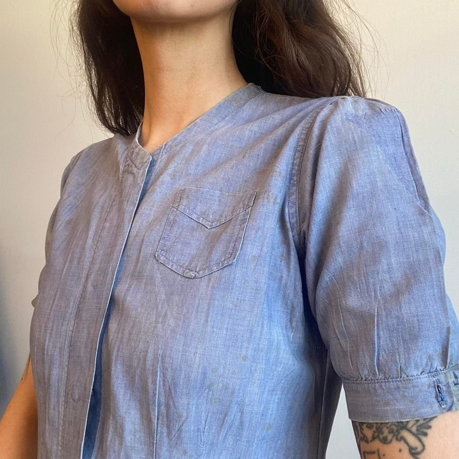 1930s/1940s nurses uniform chambray denim cotton dress