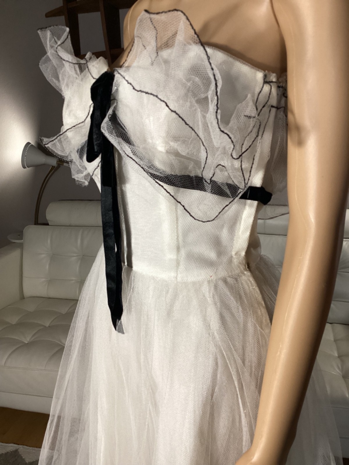 Vintage 1950&rsquo;s Will Steinman Original Black & White Tulle Strapless Party Dress