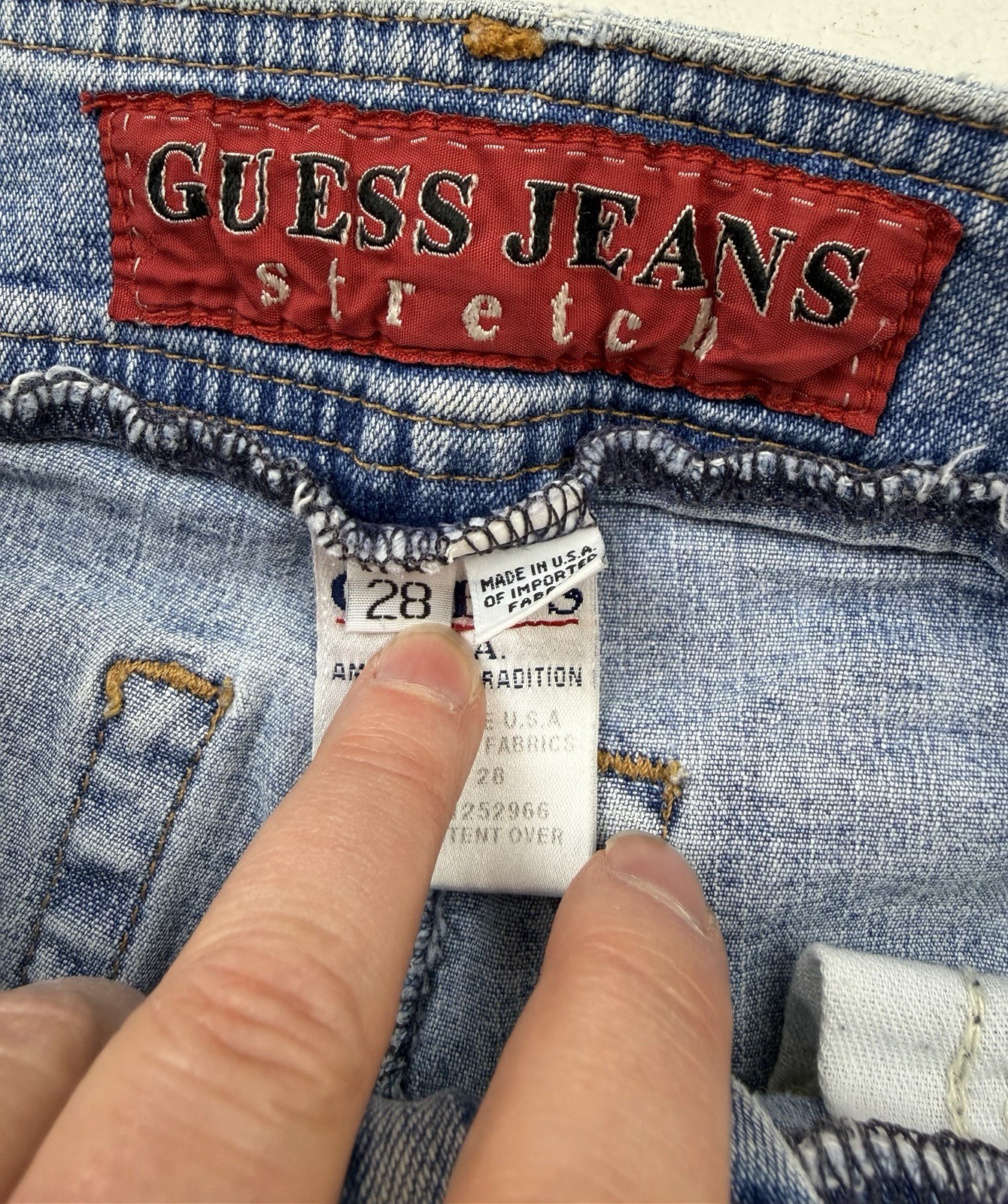 Vtg 90s Y2K Guess Low Rise Micro Mini Denim Shorts Jrs Sz 28 Stretch 26&Prime; Waist
