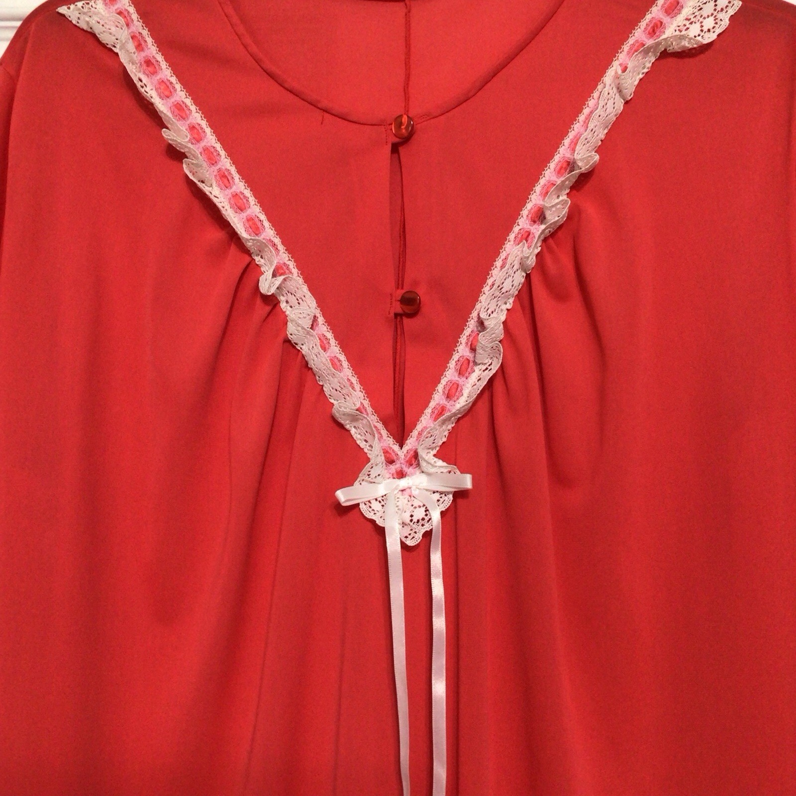 Vintage Dixie Belle Red Nylon Nightgown Lace XL