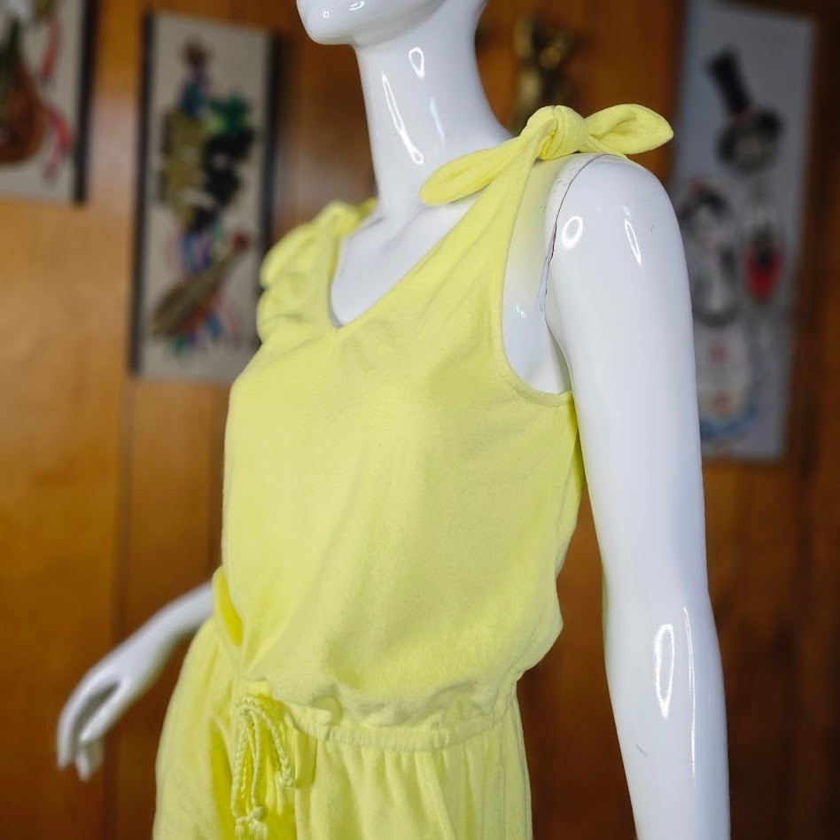 Vintage 80s Playsuit Terry Cloth Bathing Suit Coverup Cheeky Shorts Romper S/M