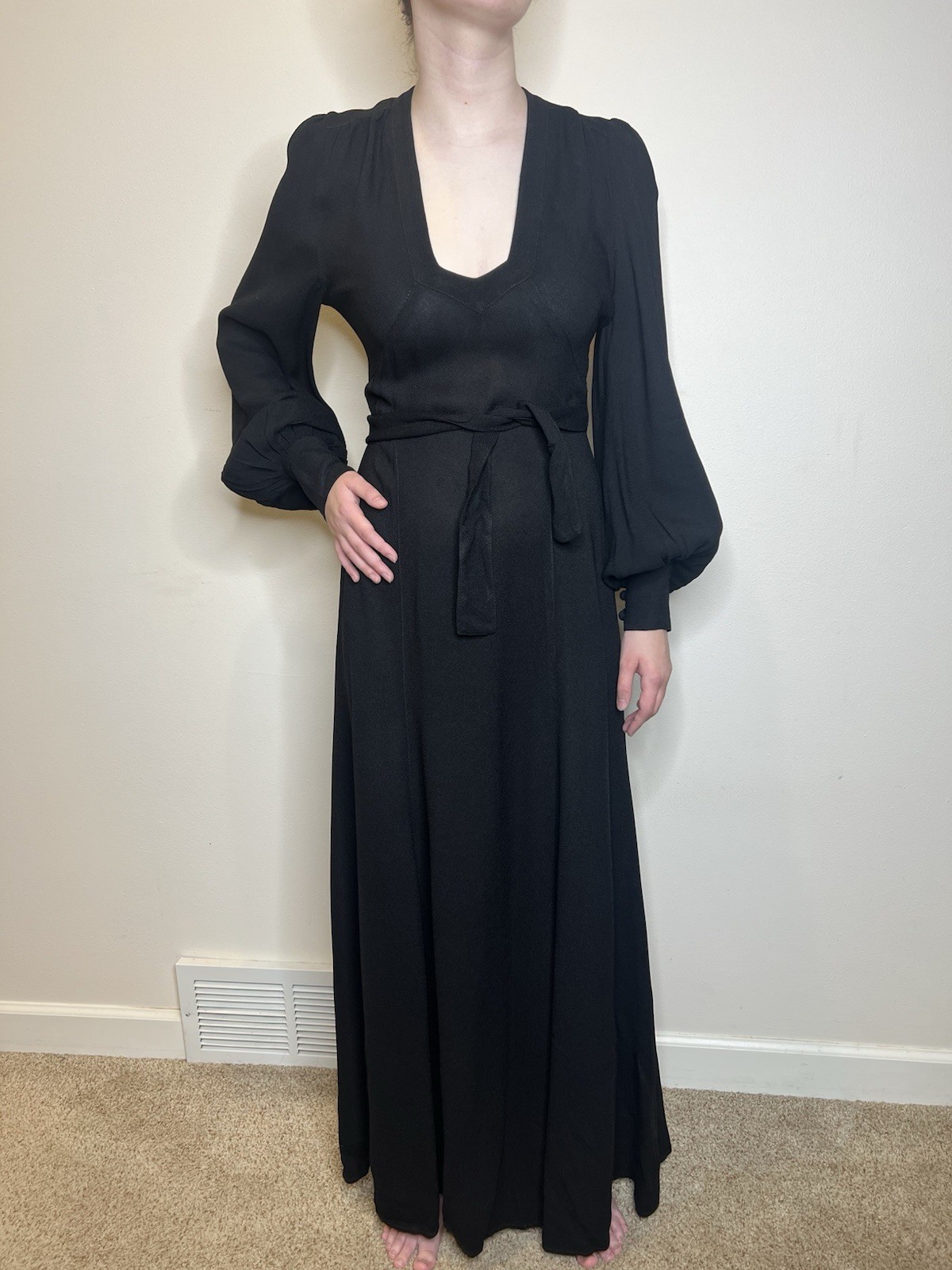 Vtg 60&rsquo;s 70&rsquo;s Ossie Clark for Radley Moss Crepe Dress 36 6 Maxi STUNNING rare