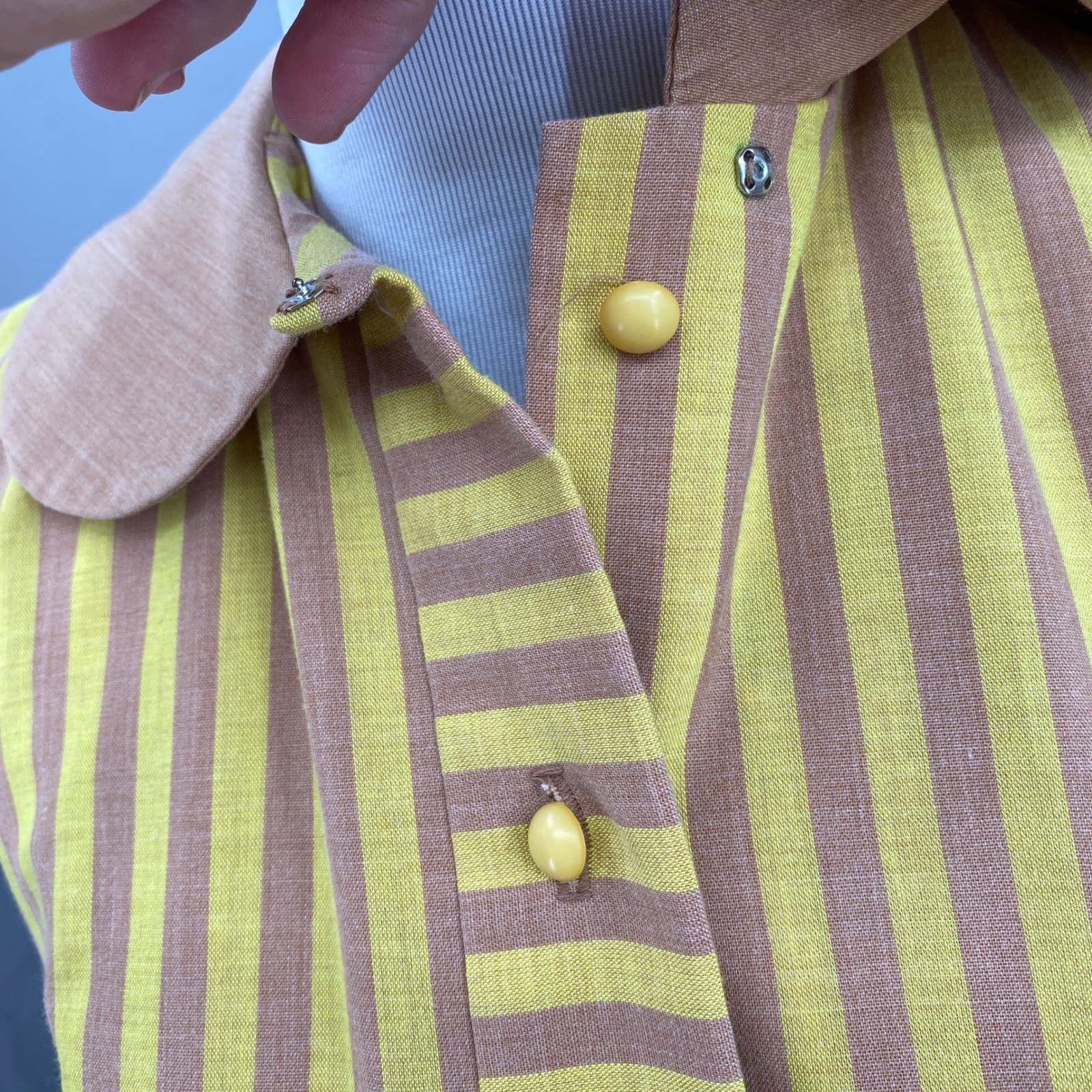 Vintage 60s Pacemaker Juniors Striped Drop Waist Pleated Dress Size XS Small Mod