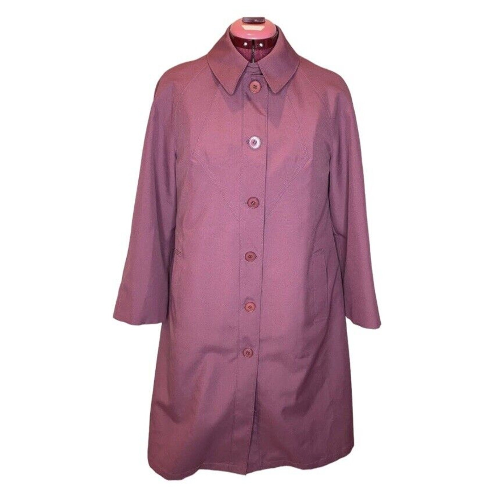 Misty Harbor Women&rsquo;s Vintage Burgundy Pink Undertone Trench Coat Size 8P