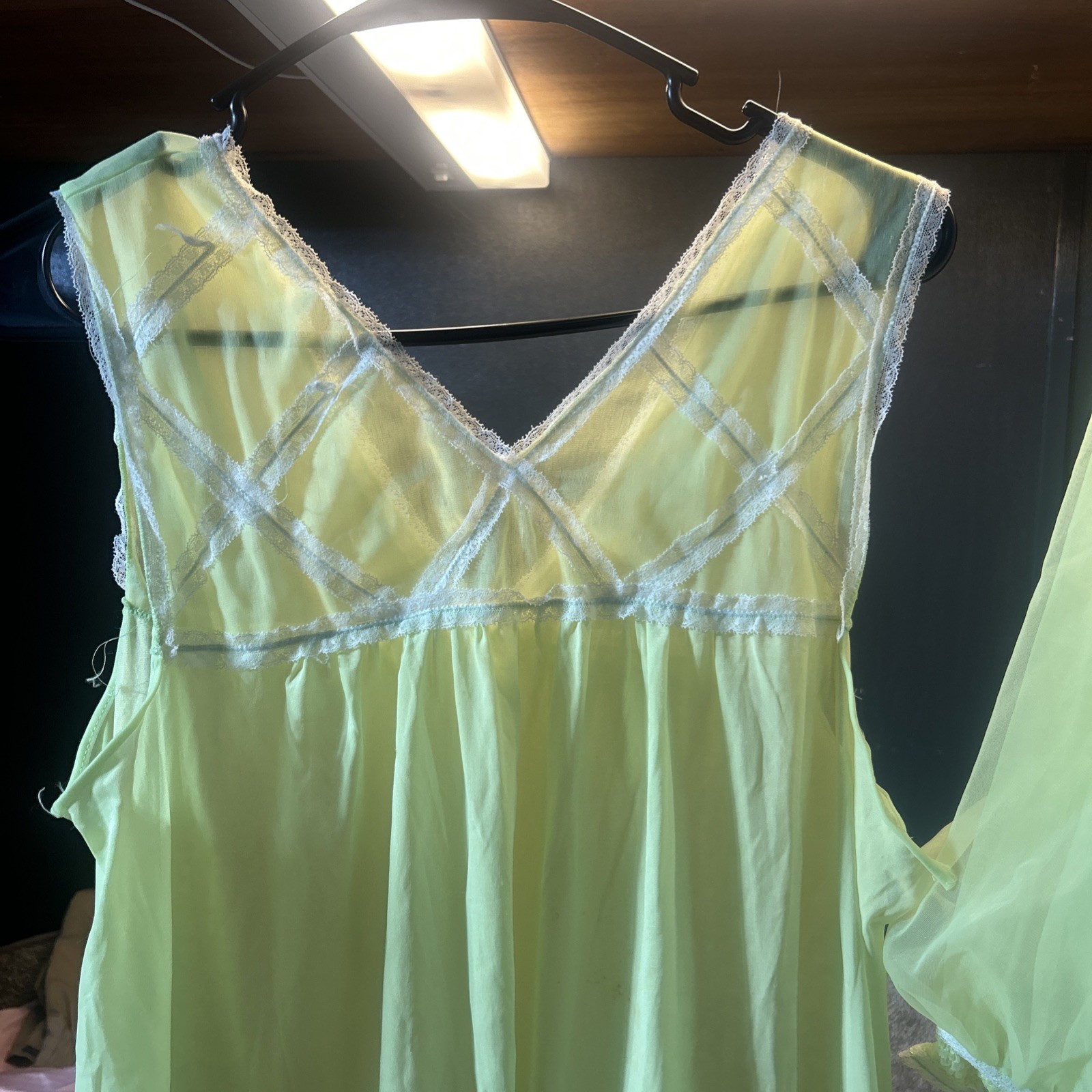 VTG Vassarette Munsingwear Yellow / Mint Sheer See Thru Sz MED